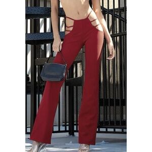 ZAFUL | Red Cutout High-Waist Flare Pants